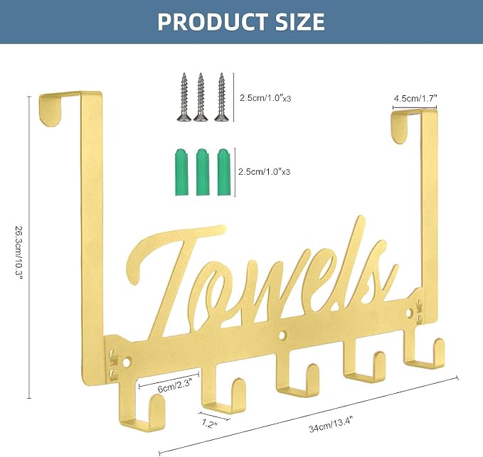 2 Pack Over The Door Hooks, Towel Rack - Image 2