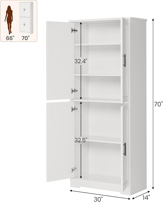 IDEALHOUSE Pantry Cabinet, Freestanding Cupboard, Modern Storage Cabinet - Image 2