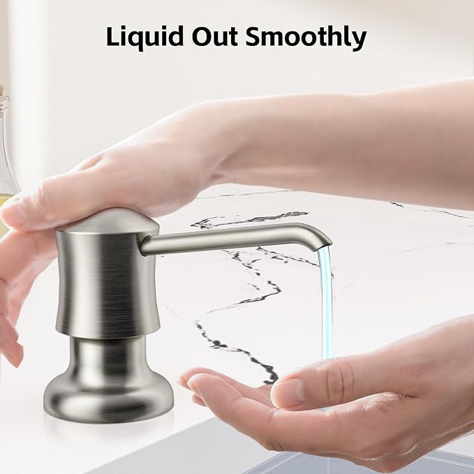 SAMODRA Soap Dispenser for Kitchen Sink Brushed Nickel Lotion Dispenser 12 OZ - Image 6