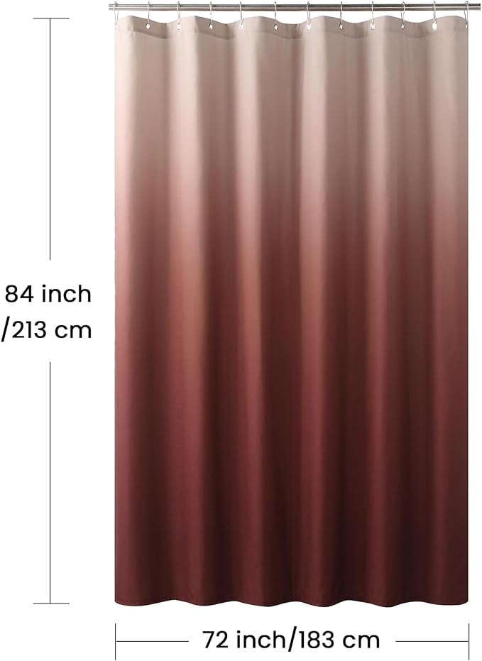 Extra Long Fabric Shower Curtain, Burgundy Ombre Microfiber Cloth Shower - Image 6