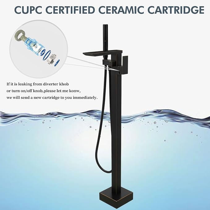 RUMOSE Oil Rubbed Bronze Bathtub Filler Freestanding Tub Filler Floor Mount Tub - Image 4