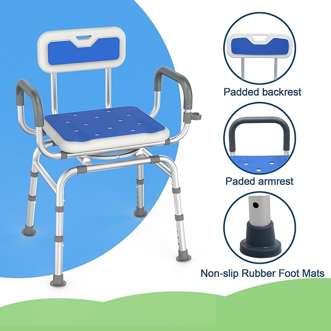 360 ° Swivel Shower Chair, Portable Rotating Shower Seat - Image 2
