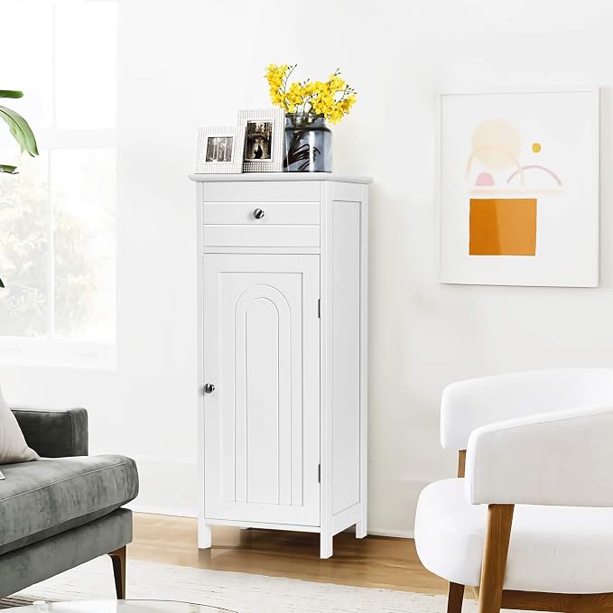 DORTALA Bathroom Floor Cabinet, Free-Standing Wooden Floor Storage Cabinet - Image 9