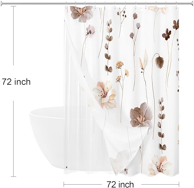 Gibelle 3 in 1 Shower Curtain Set, Waterproof Fabric Bathroom Curtain 72x72 - Image 6