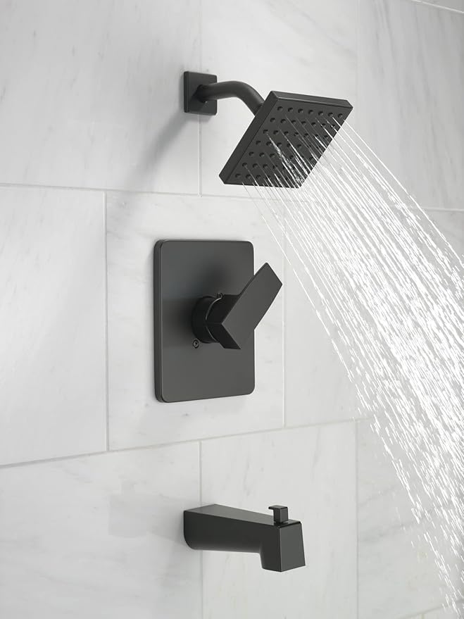 Delta Faucet Modern 14 Series Matte Black Shower Faucet, Tub and Shower Trim Kit - Image 2