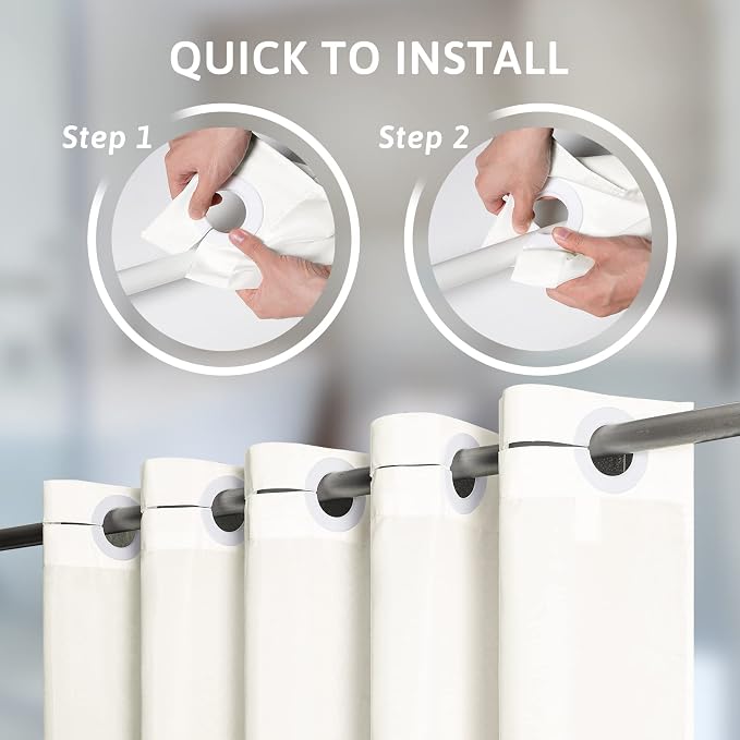 Furlinic Extra Long Shower Curtain 96 Inch Length, No Hook Polyester Fabric - Image 2
