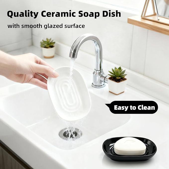 Ceramic Soap Dish for Bath Sink- Modern White Bar Soap Holder for Shower - Image 5