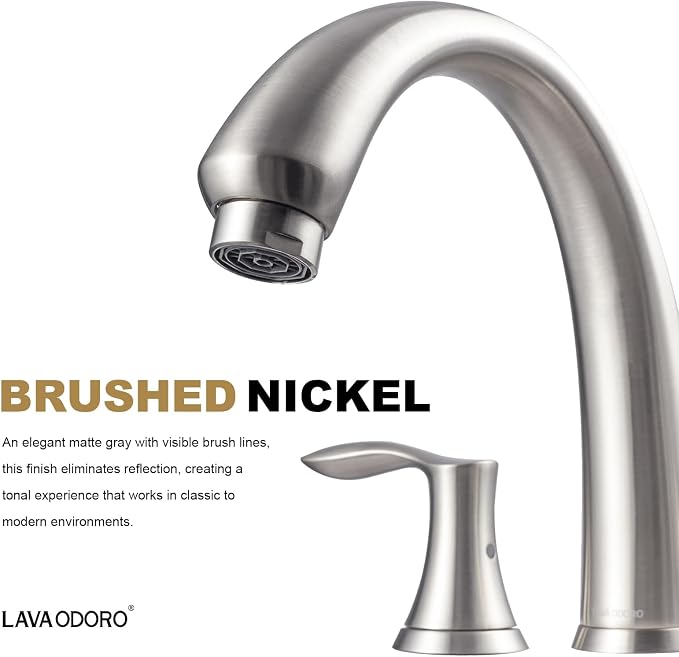 8 inch Widespread Roman Tub Faucet, Lava Odoro Brushed Nickel Tub Faucet - Image 4