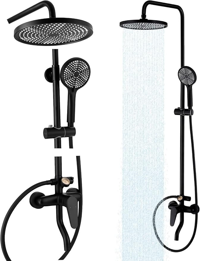 Outdoor Shower Fixture, Dial Thermometer Brass Valve, Wall Mount Outside Shower by Unknown