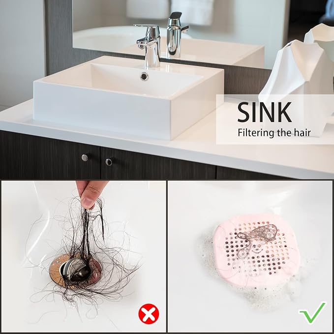 2 Pack Drain Hair Catcher Sturdy Silicone Drain Protector Hair Stopper - Image 5