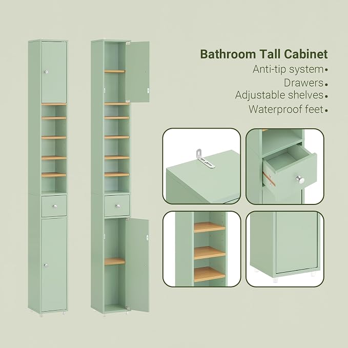 SoBuy Bathroom Narrow Storage Cabinet Skinny Tall Unit - Image 4