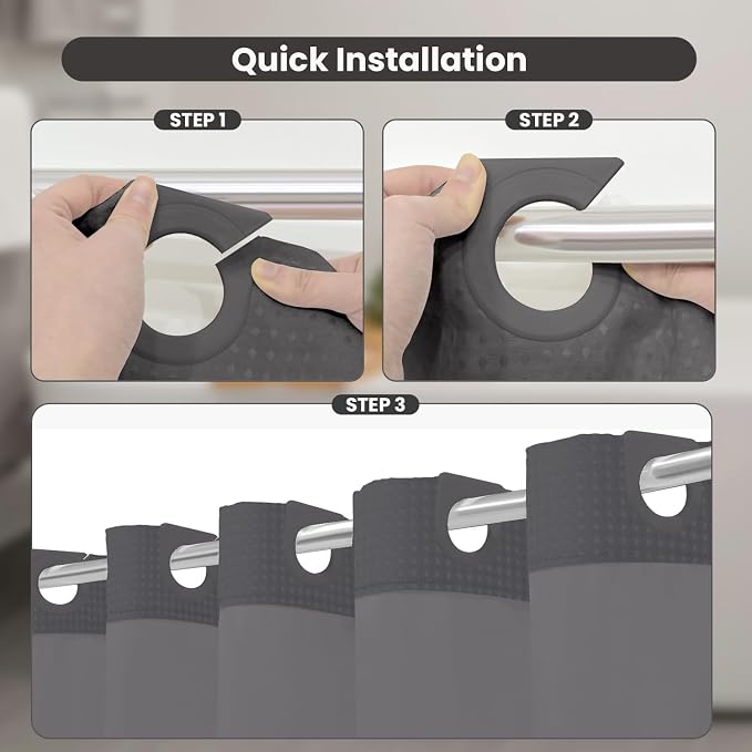 Inhousolu No Hook Shower Curtain - Image 3