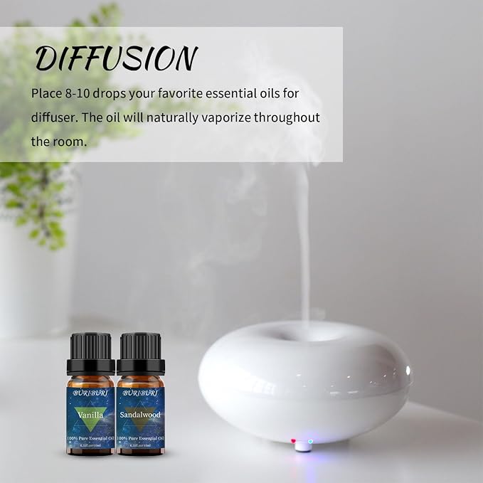 BURIBURI Sandalwood Oil Essential and Vanilla Essential Oil Gift Set, 100% Pure - Image 4