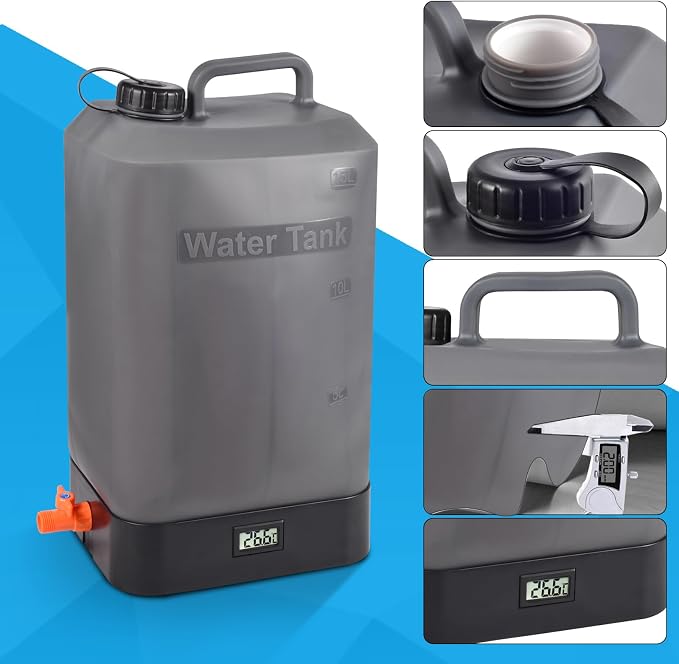 B. TAWD 4.5 Gallon Silicone Water Tank, Portable Camping Shower, USB Battery - Image 9