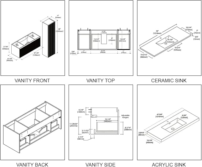 Blossom Wall Mounted 48 Inch Bathroom Vanity - Image 7