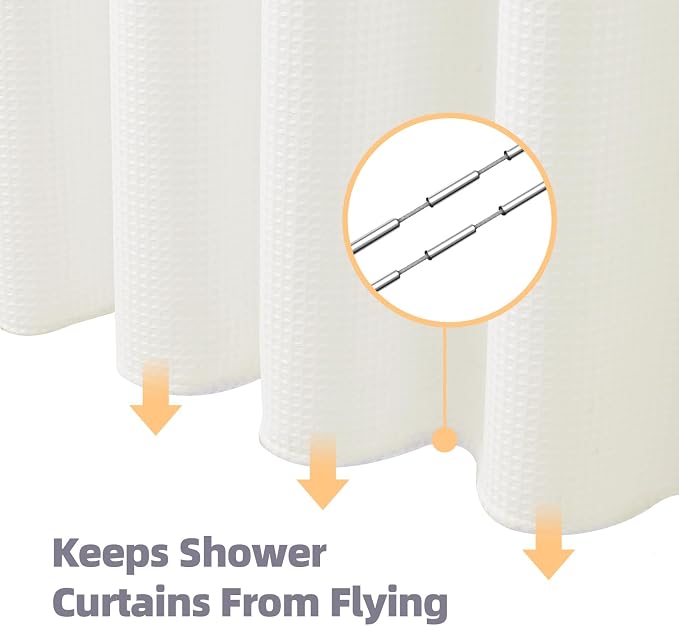 LaCyan 3 in 1 Waterproof Waffle Weave Shower Curtain and Clear Liner Set - Image 4