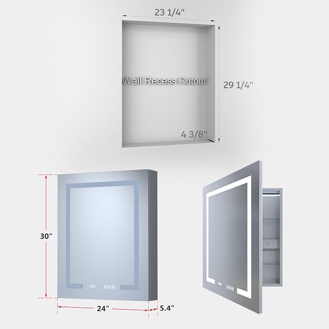 24" x 30 LED Lighted Medicine Cabinet - Image 2