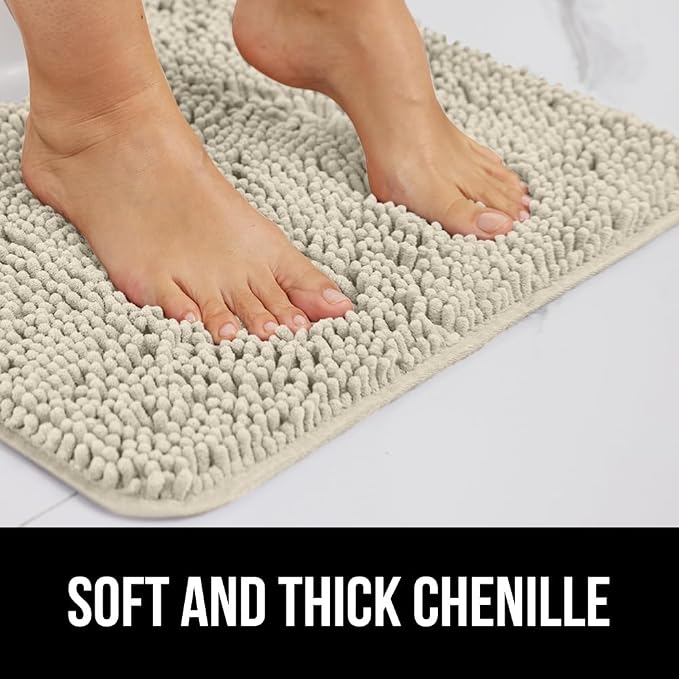 GORILLA GRIP Bath Rug Mat 44x26, Thick Absorbent Chenille, Quick Dry Microfiber - Image 3