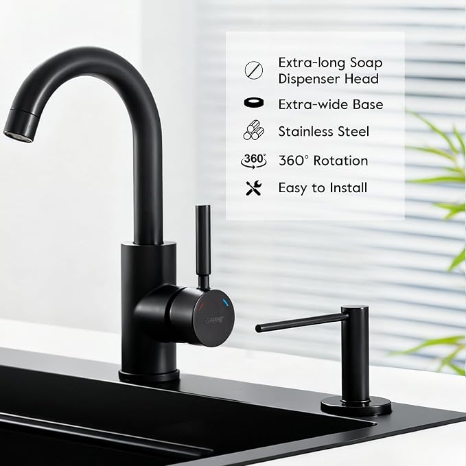 GAPPO Soap Dispenser for Kitchen Sink, Built in Sink Soap Dispenser, Matte - Image 3