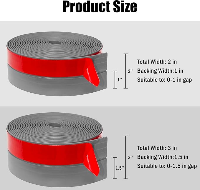 Wide Silicone Weather Stripping, 2 inch x 20 Ft Door Draft Stopper, Silicone - Image 2