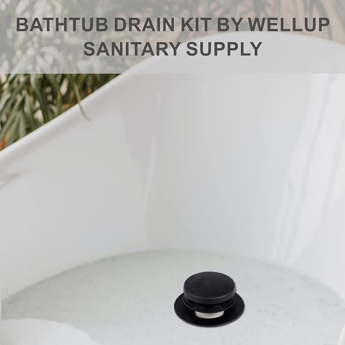 Black Bathtub Drain Tip Toe Tub Conversion Kit Assembly, Wellup Tub Drain Trim - Image 4