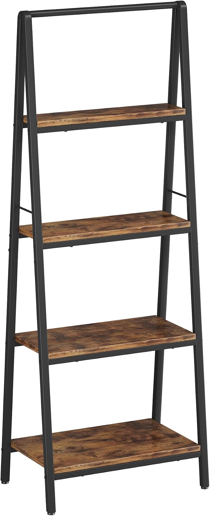 Homeiju 4-Tier Leaning Ladder Bookshelf, Rustic and Wood Ladder Shelf Bookcase - Image 8