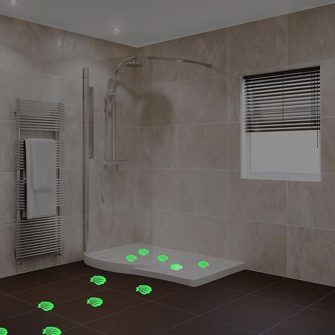 12 Pcs Non Slip Bathtub Stickers Luminous Green Adhesive Decals Sea Shell Shape - Image 3
