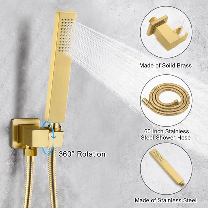 POP SANITARYWARE Brushed Gold Shower System Bathroom Shower Faucet Set - Image 4