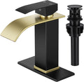 Bathroom Faucets Matte Black and Gold Waterfall Bathroom Sink Faucet Modern by LUFG