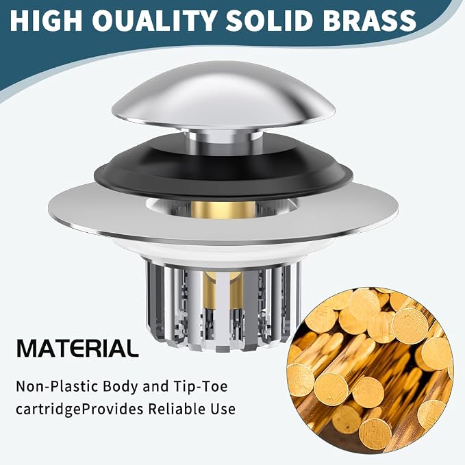 Upgraded 2 in 1 Bathtub Drain Stopper, Pop Up Tub Drain Hair Catcher, Anti - Image 5
