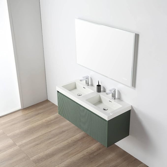 Blossom 48 Inch Double Sink Bathroom Vanity, All Wood Wall Mounted Floating - Image 4