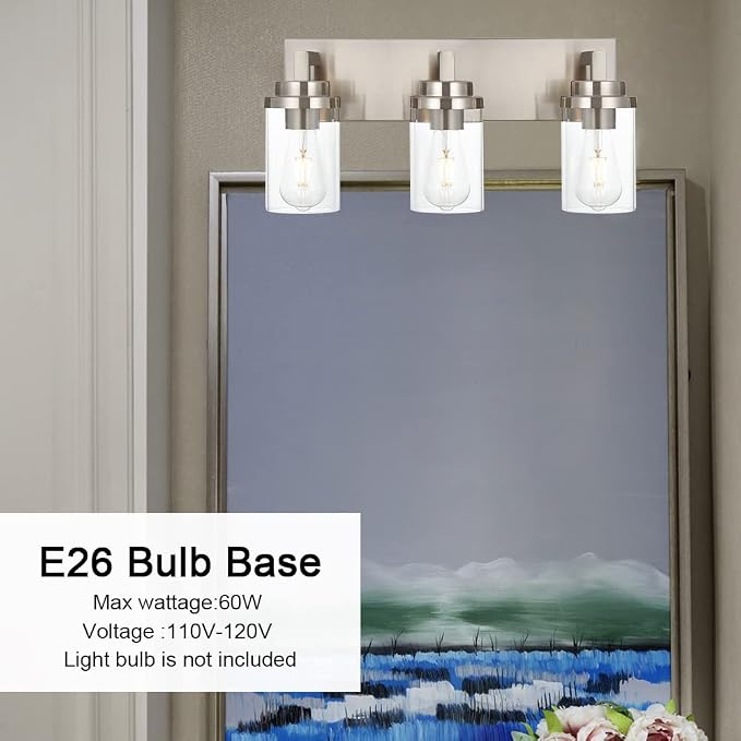 MELUCEE 3-Light Vanity Lights Brushed Nickel - Image 7