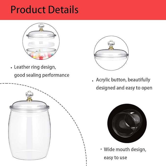 2-Piece Clear Plastic Jars, 78 oz Airtight Food Storage Canisters - Image 6