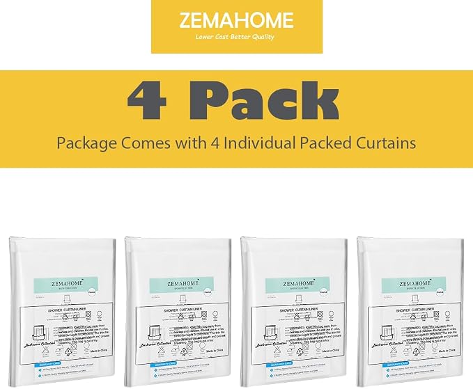 4 Pack PEVA Plastic Shower Curtain Liner Premium Light Weight 72" x 72" Clear - Image 2