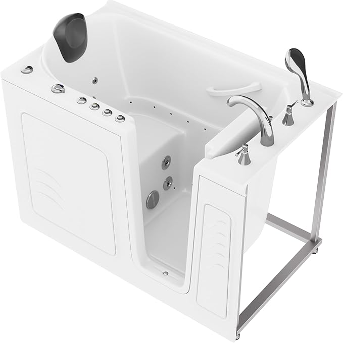 ANZZI Walk-In Bathtub Acrylic White 30x53 Right Drain Whirlpool Air Jets by ANZZI
