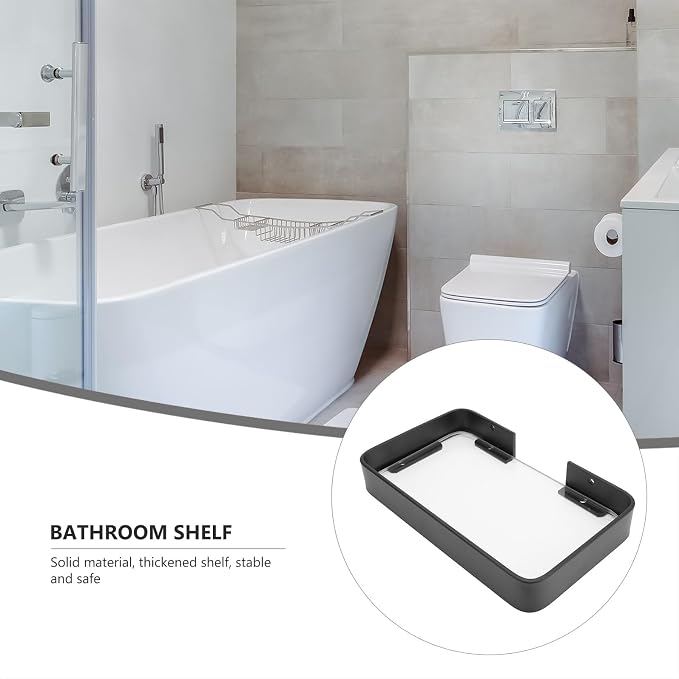 Bathroom Glass Shelf Floating Wall Rack Black Corner Organizer - Image 5