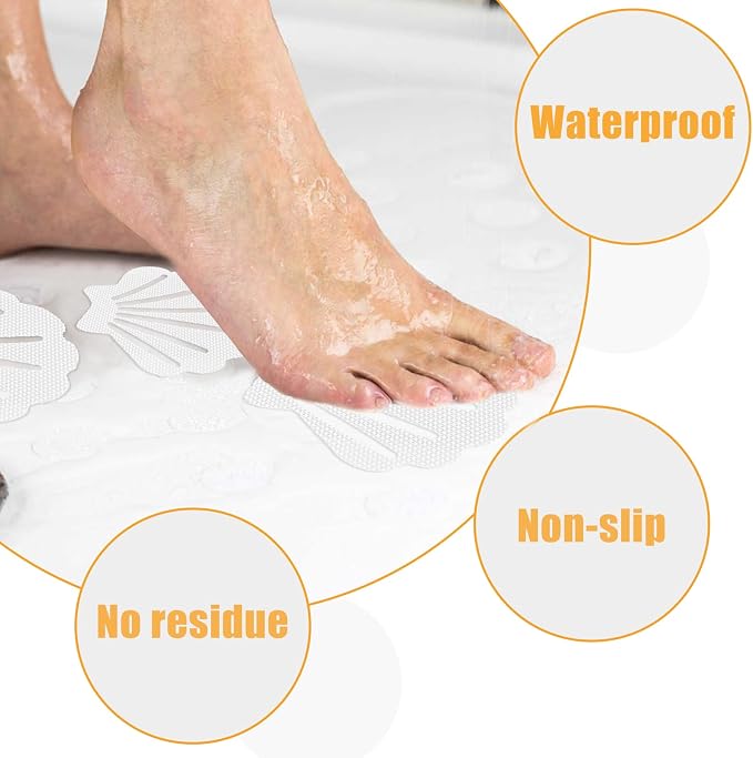 12 Pcs Non Slip Bathtub Stickers White Adhesive Decals Sea Shell Shape Shower - Image 4