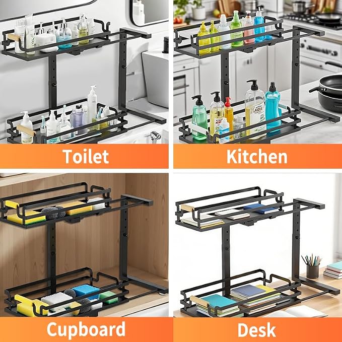 MIKEE Under Sink Organizer, 2 Tier Under Sink Organizers and Storage, Bathroom - Image 7