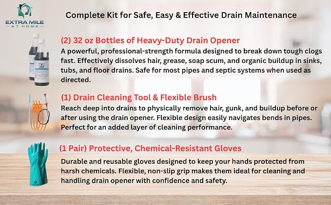 Ultimate Drain Rescue Kit, 2 Pack 32 oz Drain Opener - Image 2