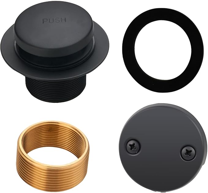 Black Tub Drain Tip-Toe Tub Trim Set Conversion Kit Assembly, Hidrop Bathtub by HIDROP