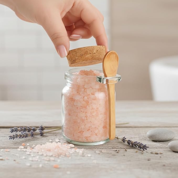 Ahhute Glass Sugar Scrubs Jars, Bath Salt Container 8oz, Salt Cellar - Image 4
