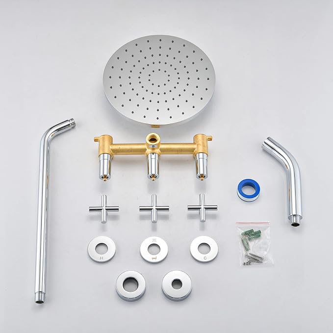 PROOX 3 Handle Tub Shower Faucet Set, Polished Chrome Bathtub Shower Faucets - Image 8