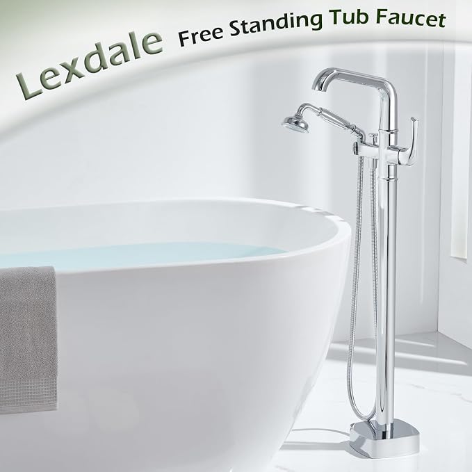 Luxury Free Standing Tub Faucet, Classic Brass Freestanding Bathtub Faucet - Image 2