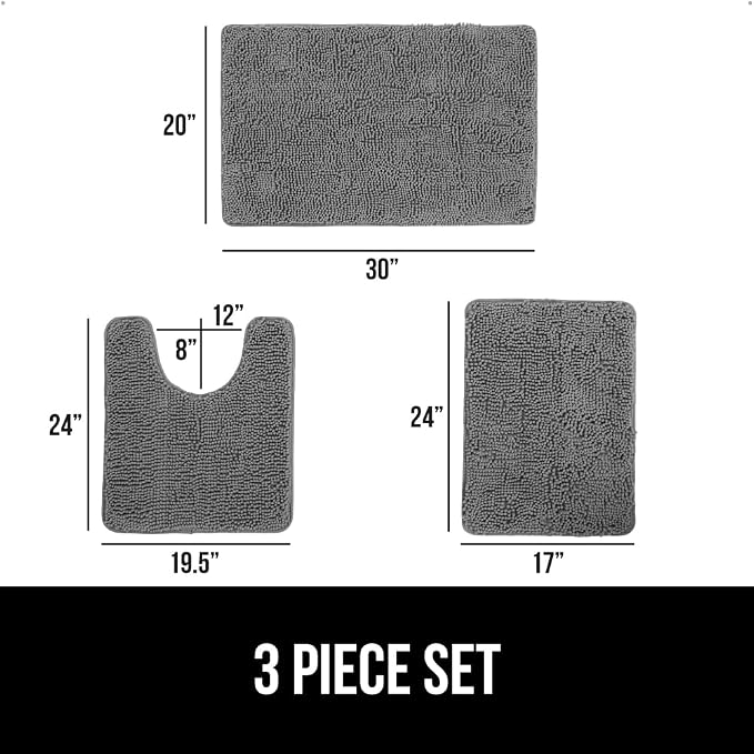 GORILLA GRIP Area Rug Sets 3 Piece, Bath Mat Set and Oval Toilet Base - Image 2