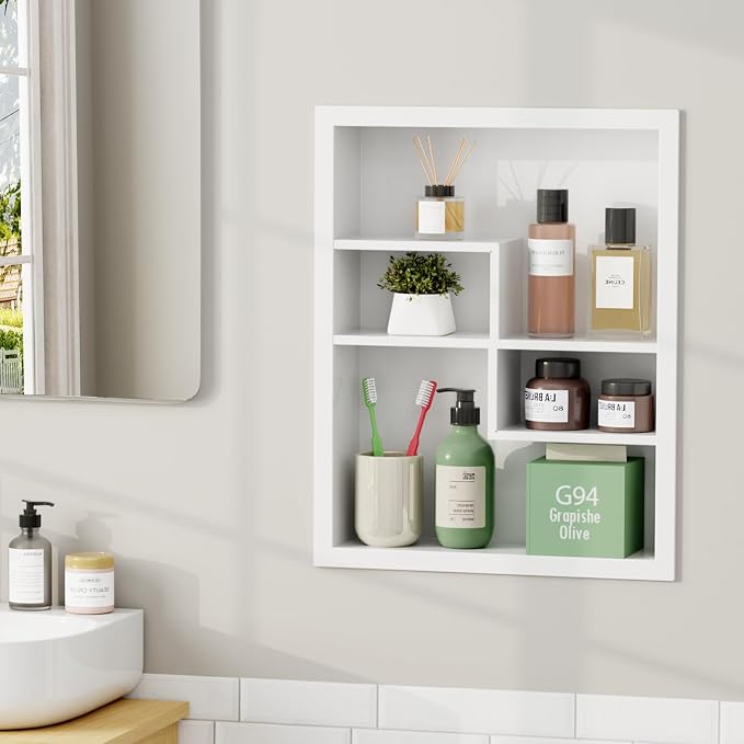 Stainless Steel Recessed Medicine Cabinet 14 * 18, Rust-proof Metal Wall Niche by GIKLUX