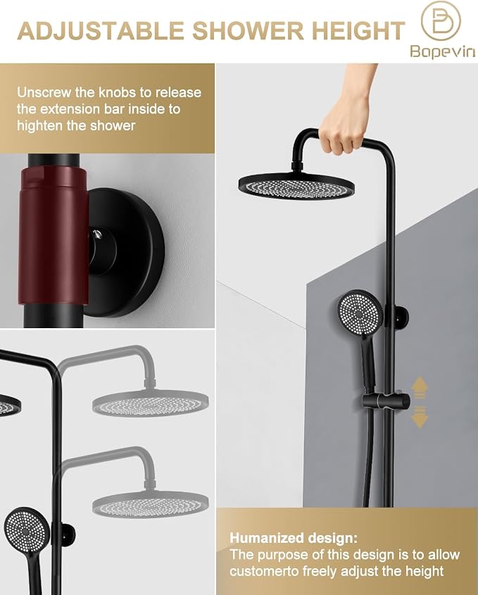 Outdoor Shower, 3 Functions Outdoor Shower Fixture SUS304 Stainless Steel Rain - Image 7