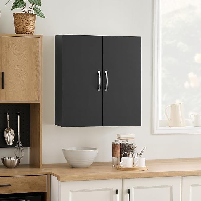 SoBuy Black Bathroom Wall Cabinet, Over The Toilet Storage Cabinet, Small Wall - Image 9
