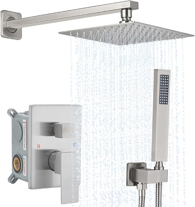 Brushed Nickel Shower System YCAIKOI Wall Mount Shower Faucet Set by YCAIKOI