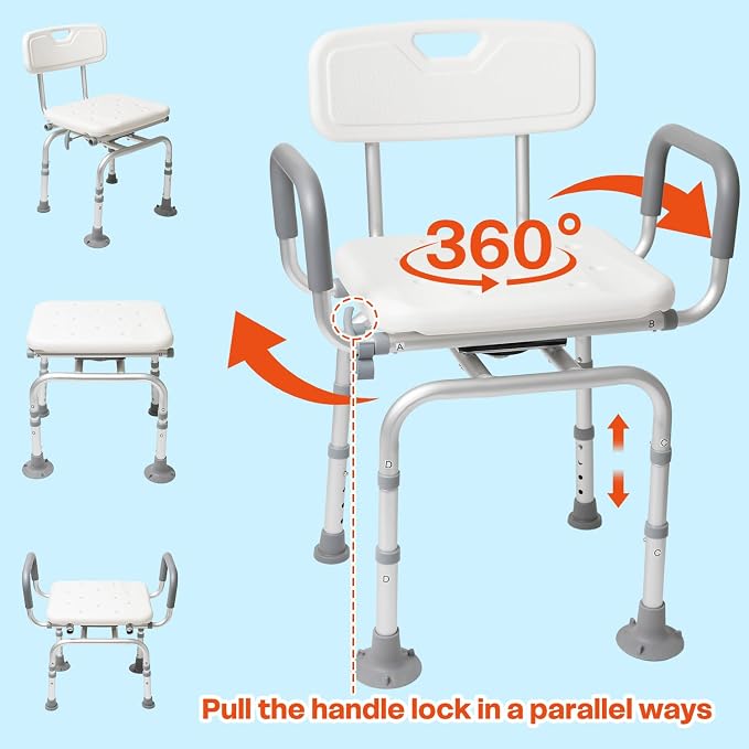 Shower Chair 360° Swivel Shower Chair - Image 3