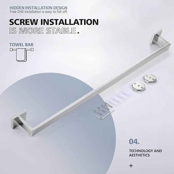KOKOSIRI 32-Inch Single Towel Bar, Bathroom Kitchen Towel Holder, Wall Mounted - Image 7